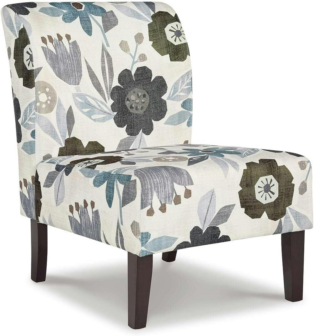 Triptis Floral Armless Accent Chair in Blue, Gray, and Beige