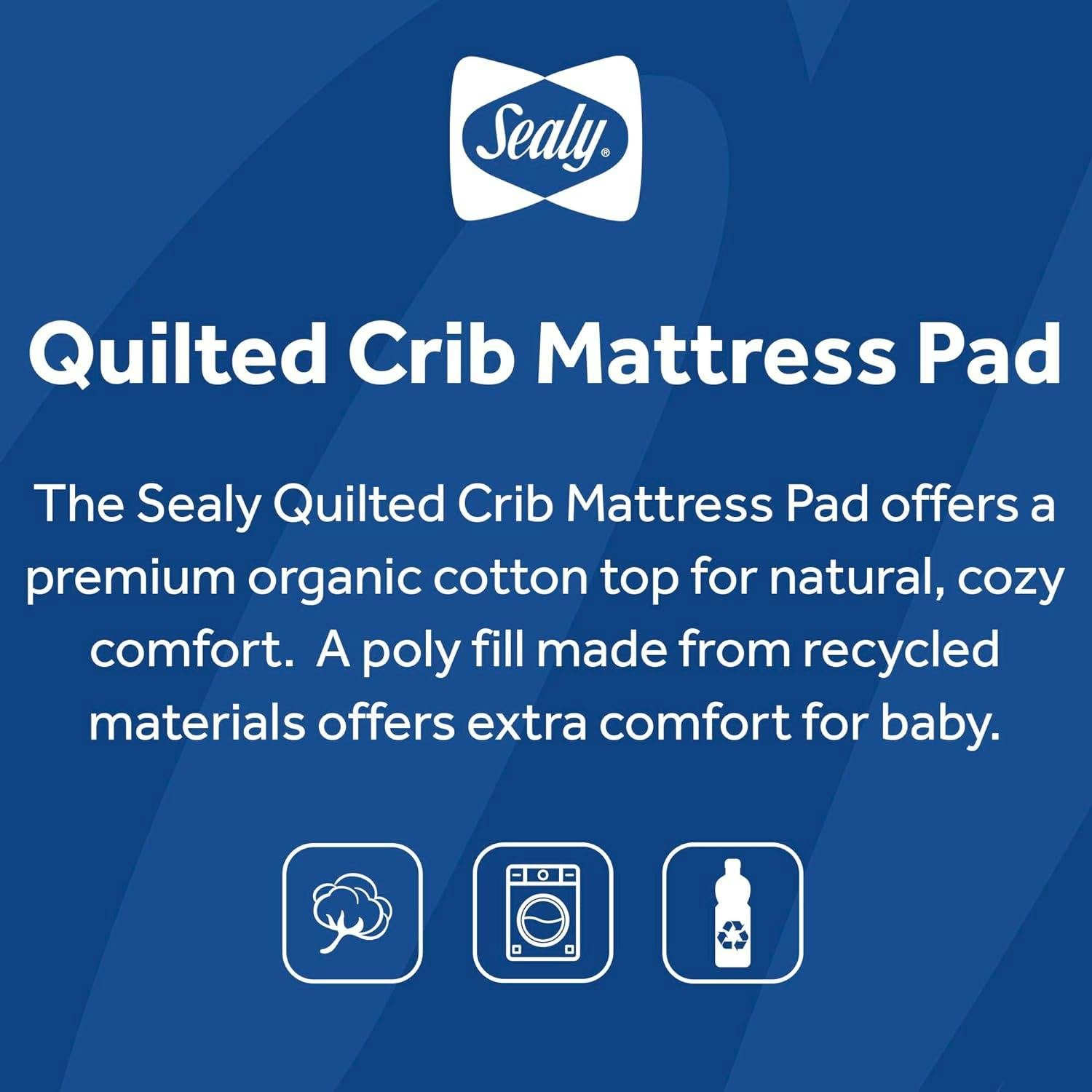 Sealy Premium Organic Cotton Waterproof Standard Crib Mattress Protector