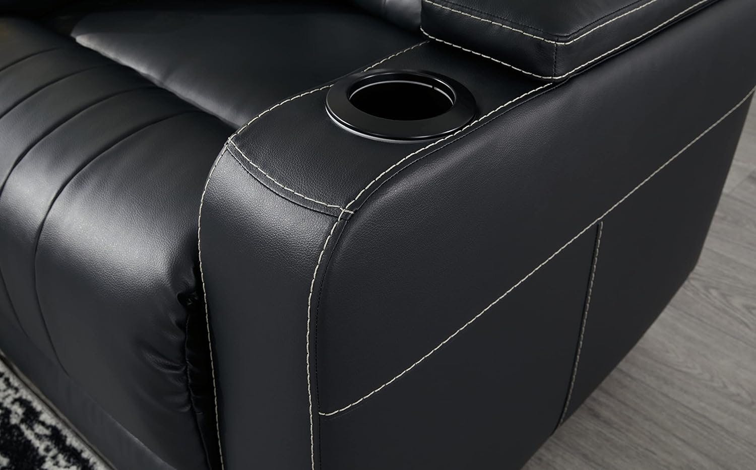 Contemporary Black Faux Leather LED Recliner 36"x41"x44"