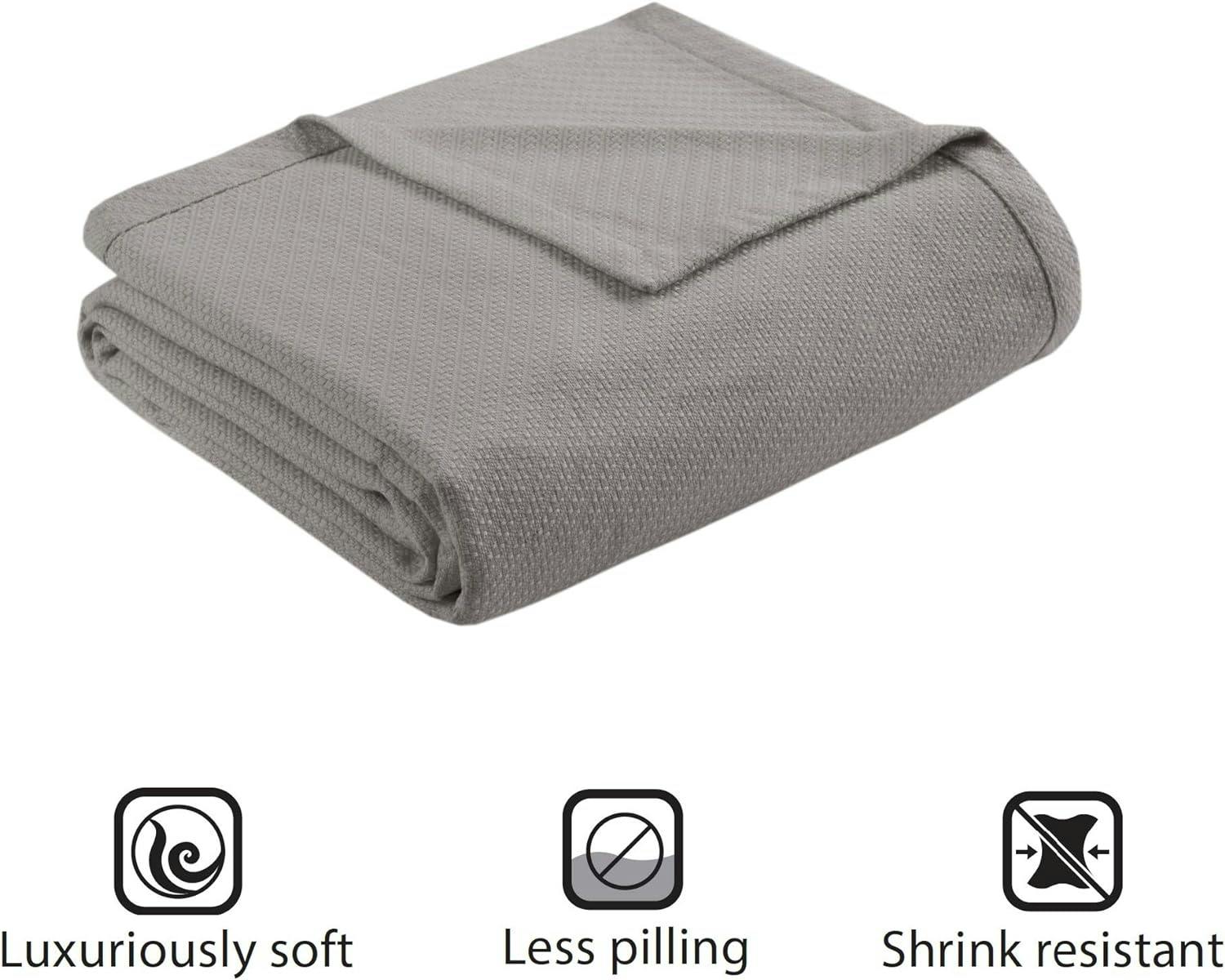 Supreme Liquid Cotton King-Size Blanket in Soft Gray