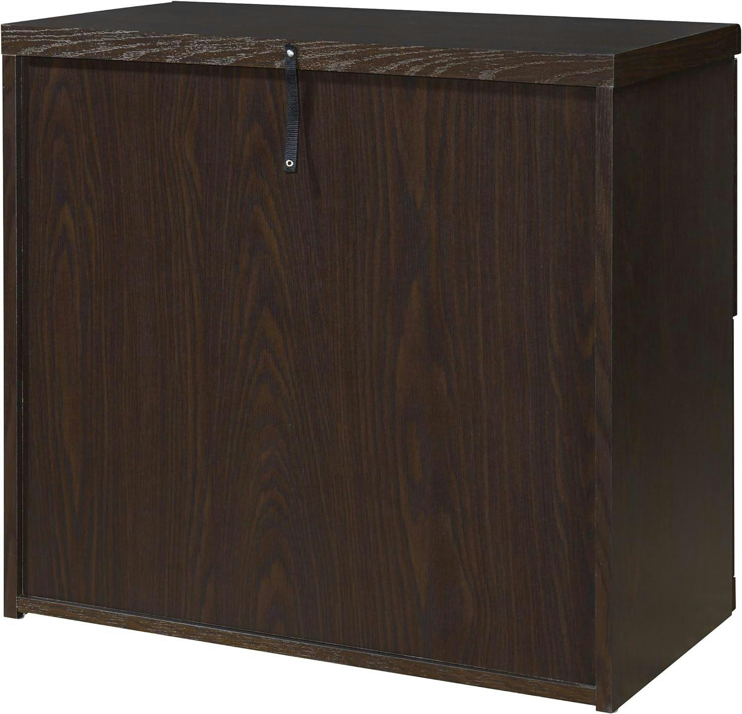 Espresso Finish Wood Lateral 2-Drawer Legal/Letter File Cabinet with Lock