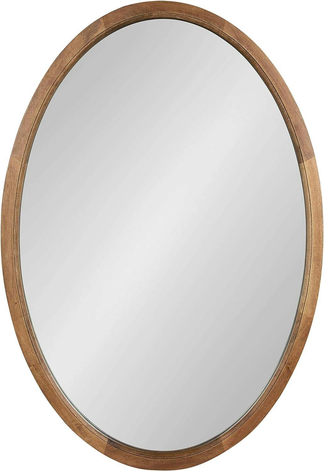 Elegant Farmhouse Oval Wood Bathroom Vanity Mirror, Rustic Brown