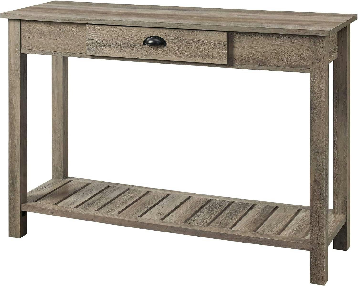 Rustic Farmhouse 48" Black Wood Entry Console with Storage