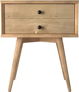 Grady 24" Scandinavian Oak 2-Drawer Solid Wood Nightstand