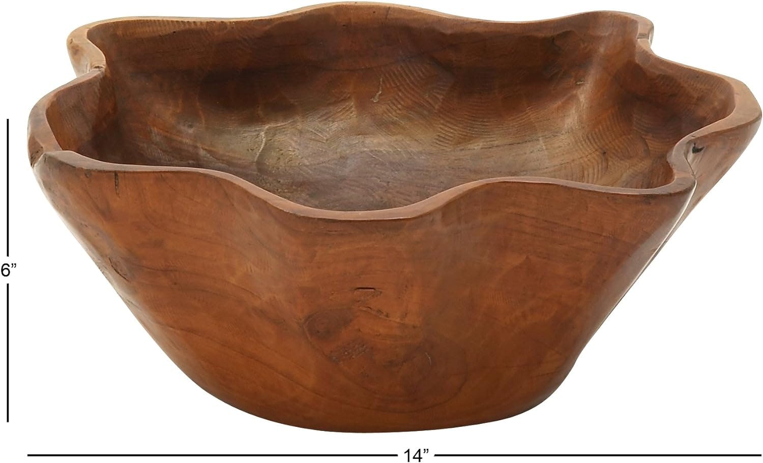 Handcrafted Teak Wood Lacquered Decorative Bowl with Stand, 14" x 12"