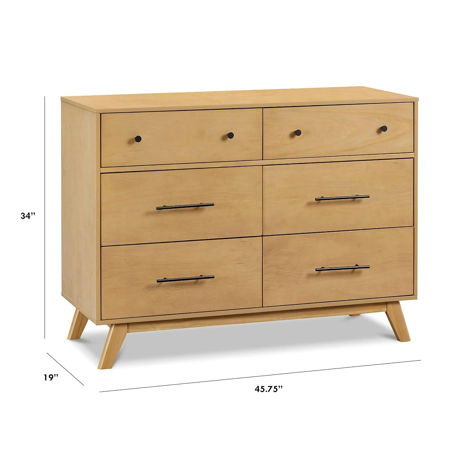 Otto Honey 6-Drawer Double Dresser with Metal Hardware