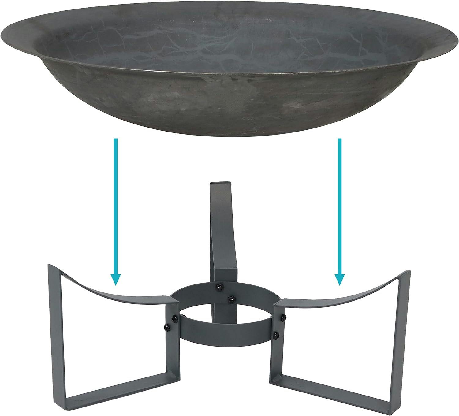 Gray Cast Iron 25" Free-Standing Wood Fire Pit with Stand