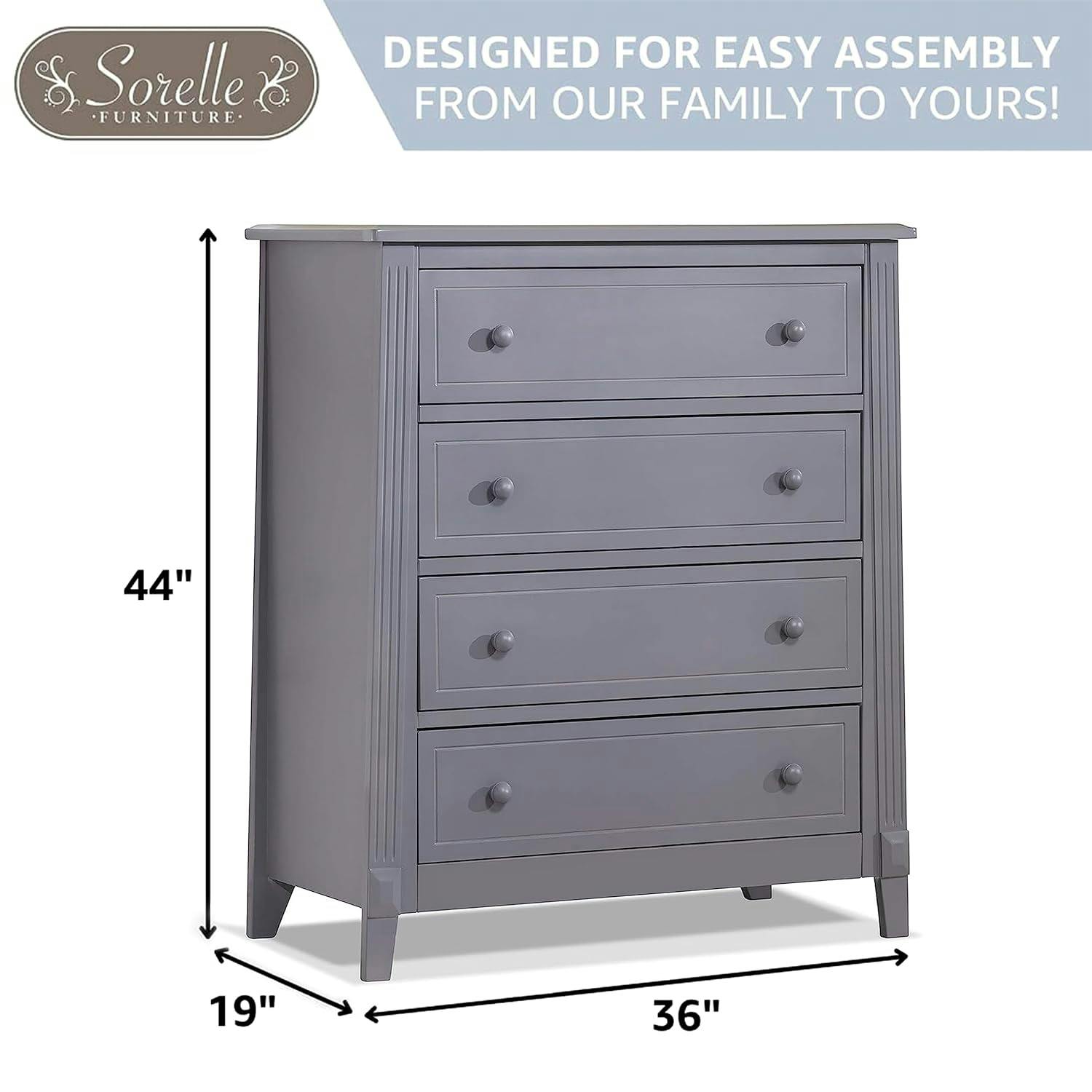 Classic Gray Double Nursery Dresser with Spacious Drawers