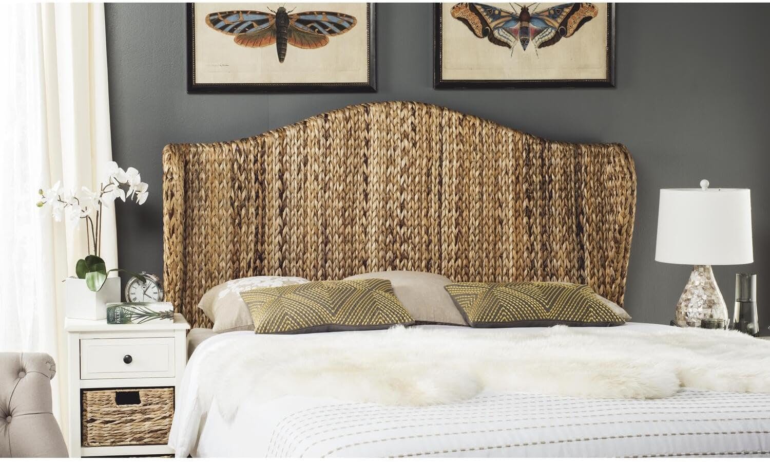 Nadine Transitional Twin Upholstered Headboard in Braided Brown