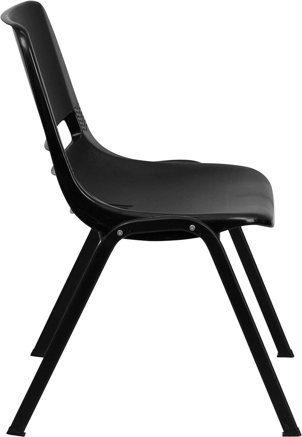 ErgoKids 440 lb Capacity Black Metal Stack Chair for Preschool