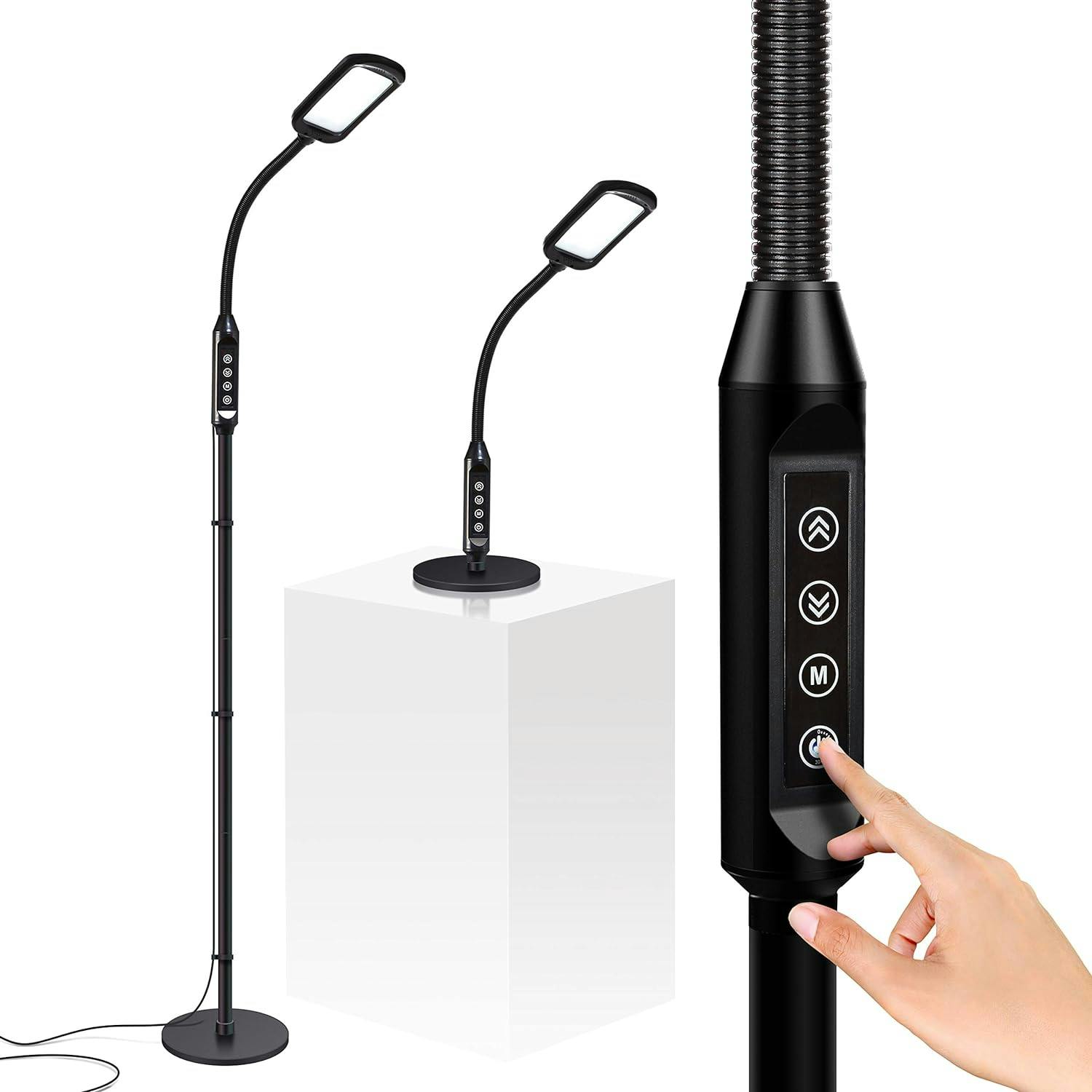 ArcFlex 56" Gloss Black Adjustable LED Task Floor Lamp for Kids