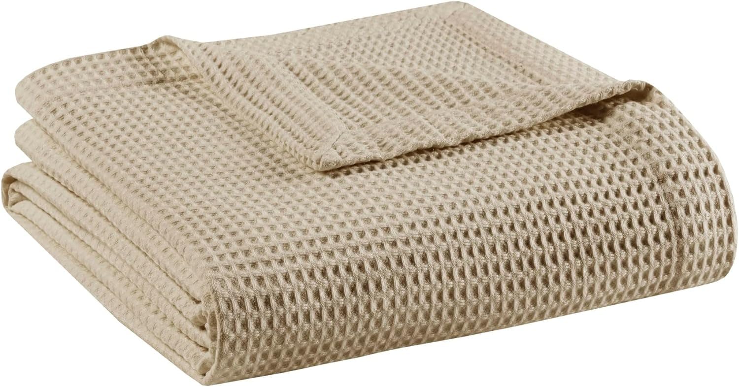 Beautyrest Twin Khaki Waffle Weave 100% Cotton Blanket