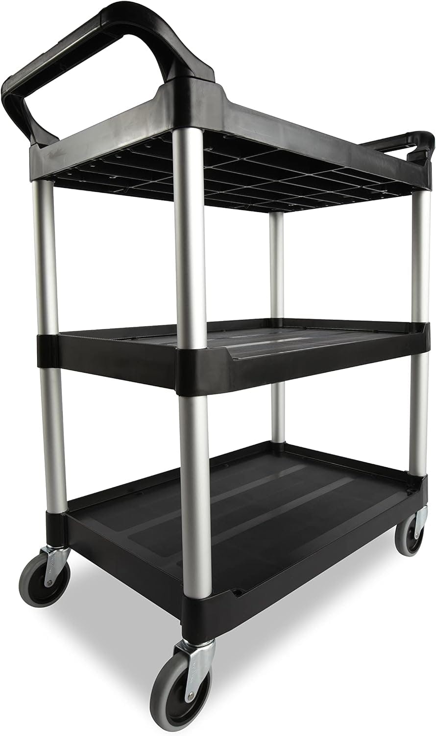 Rubbermaid 40'' Black 3-Shelf High-Density Polyethylene Utility Cart