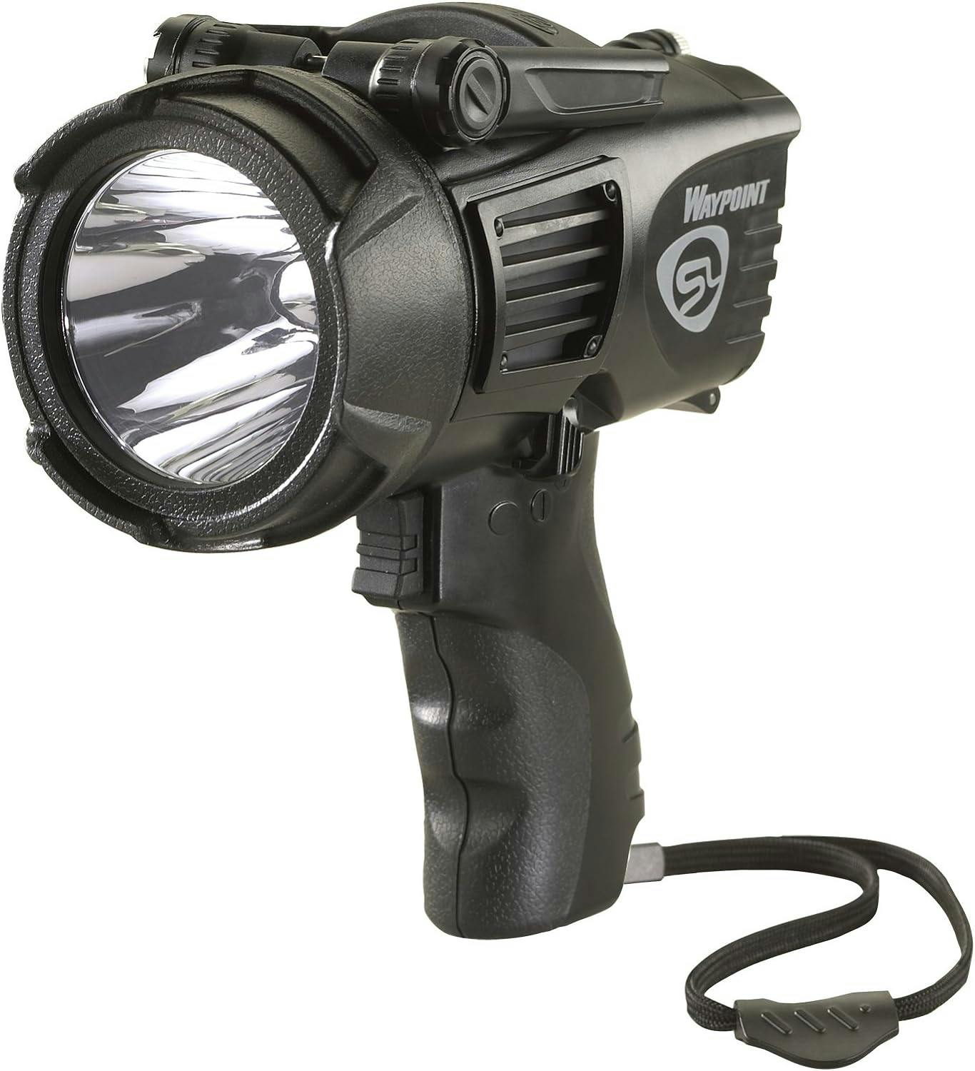 Black High-Impact Polycarbonate LED Tactical Spotlight with Hands-Free Stand