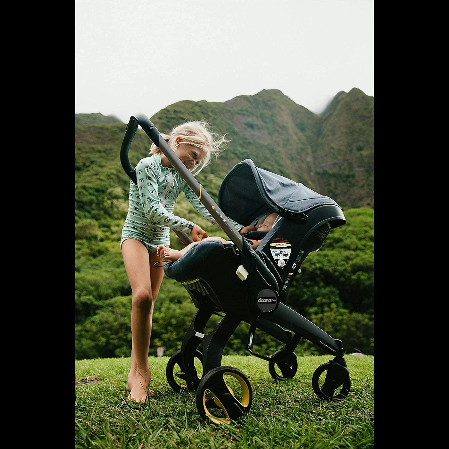 Sleek Charcoal Aluminum Single Infant Car Seat & Stroller