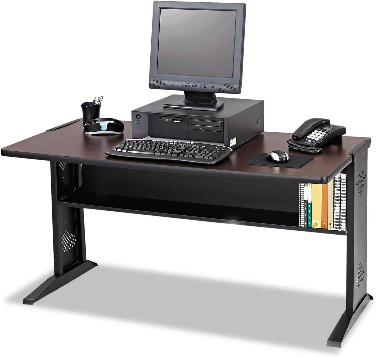 Reversible Black Steel Workstation Cart with Laminate Top, 47.6" x 28"