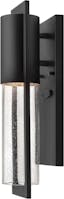 Sleek Black Outdoor Wall Sconce with Clear Seedy Glass