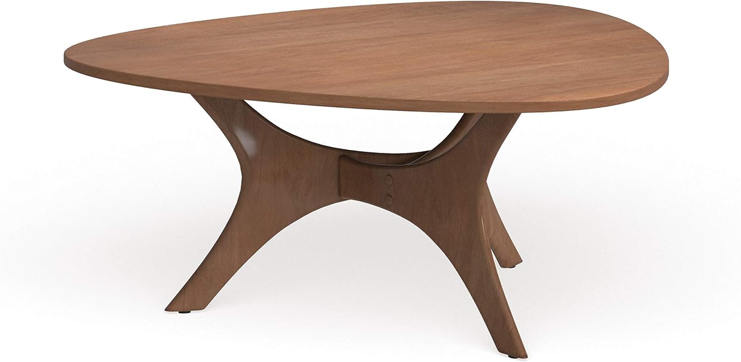 Blaze Mid-Century Modern Triangular Pecan Wood Coffee Table