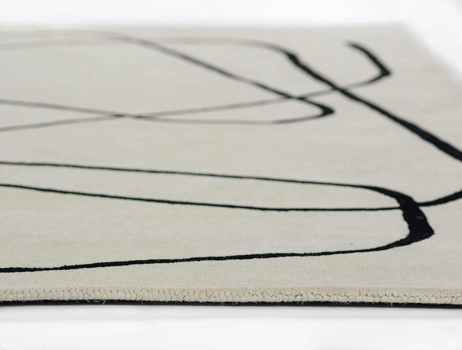 Shayla Whistler Abstract Hand-Tufted Wool Rug - White/Black, 5' x 8'