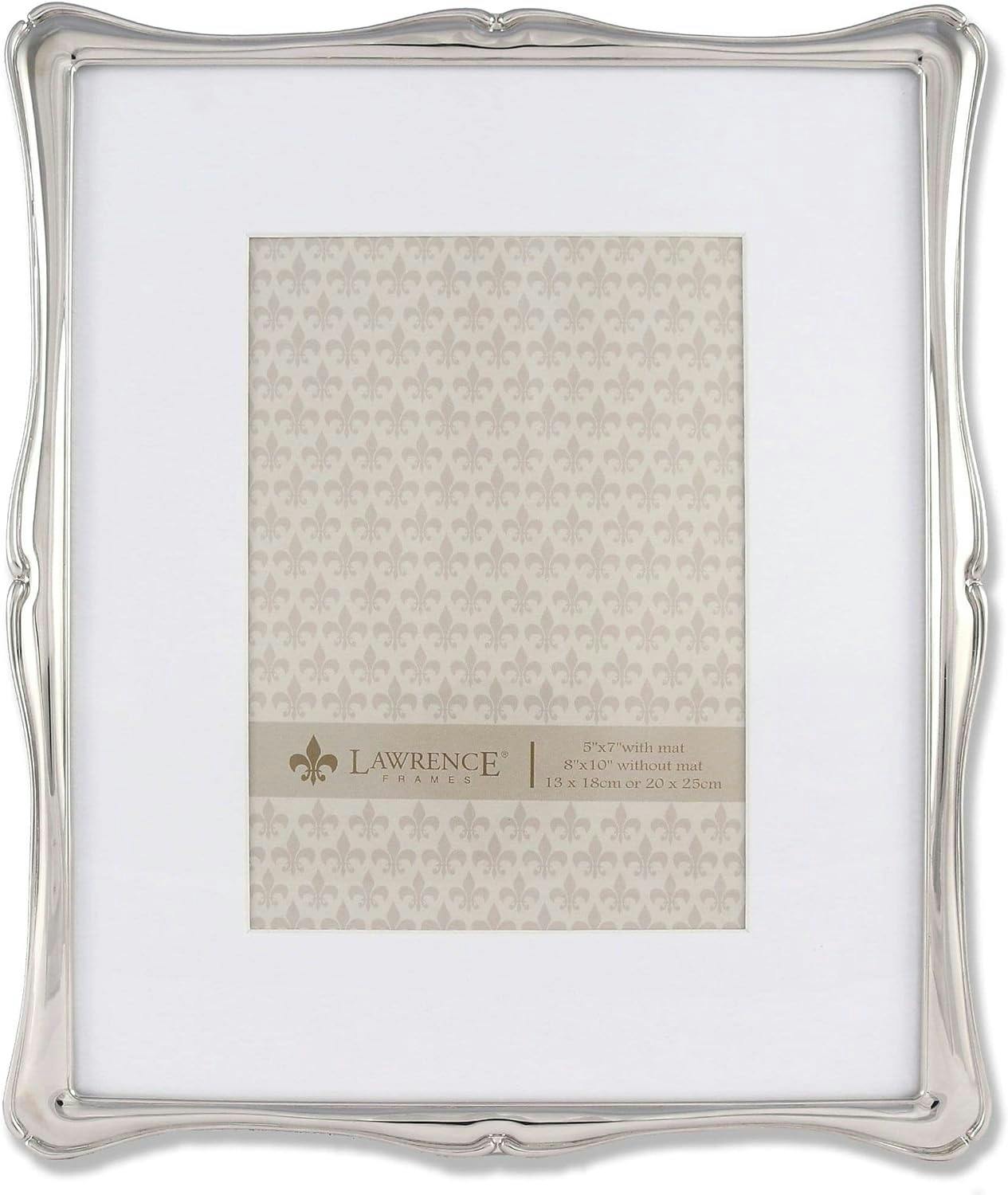 Elegant Silver Metal 8x10 Matted Picture Frame for 5x7 Photos