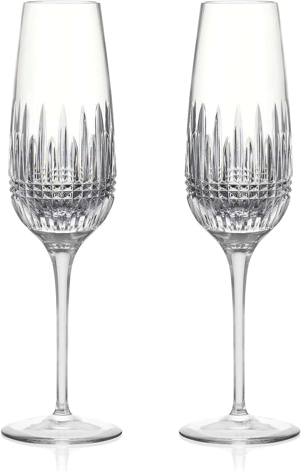 Radiant Diamond Essence 10.6" Crystal Champagne Flutes, Set of 2