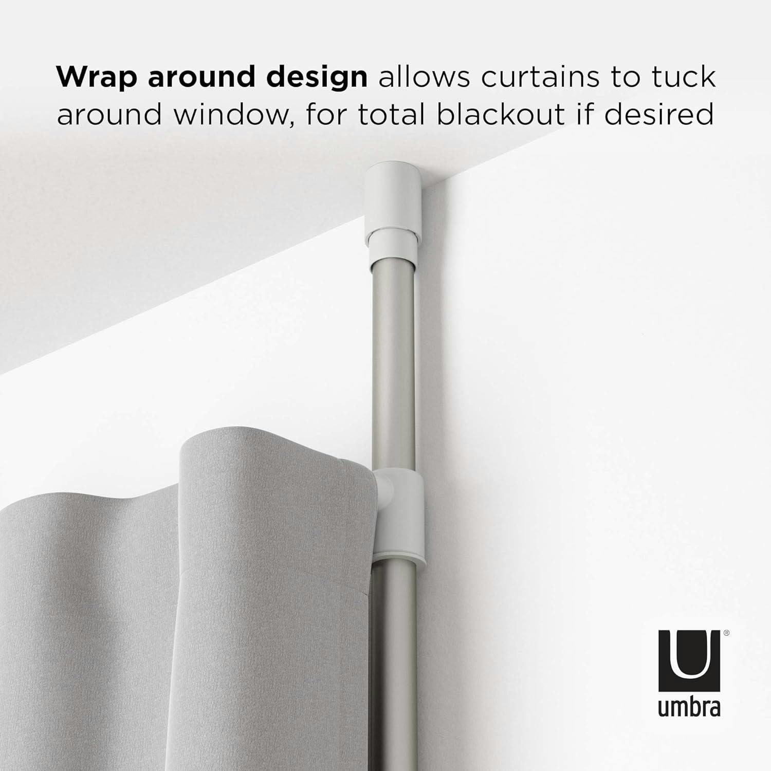 Umbra Nickel Metallic Adjustable Modern Curtain Rod 36-66"