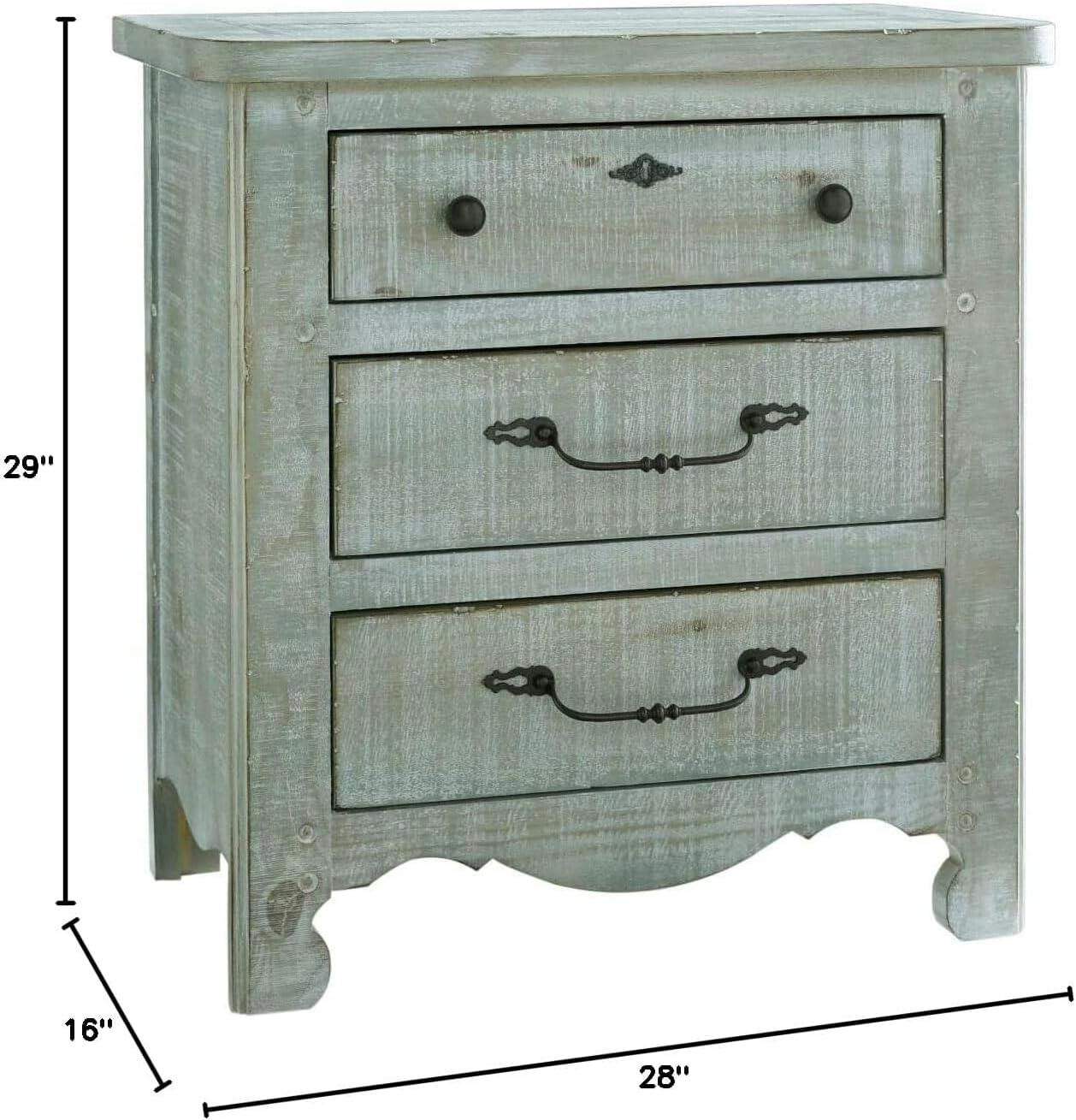 Traditional Gray 3-Drawer Nightstand in Rough Sawn Pine