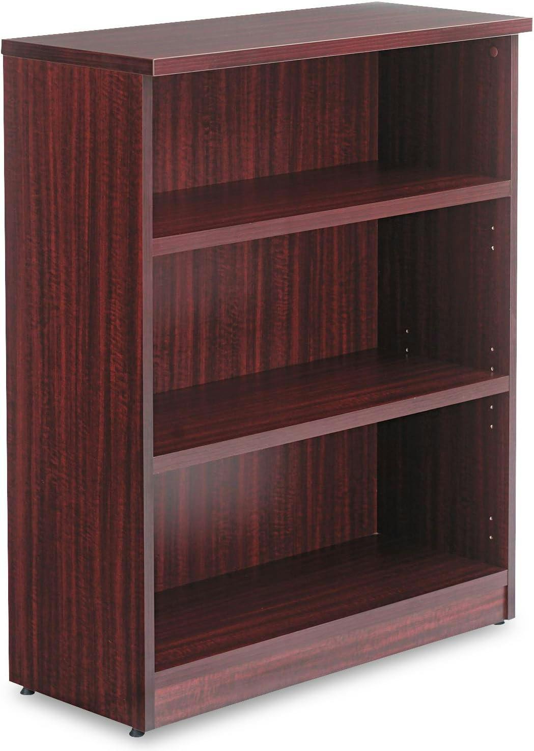 Valencia Adjustable 3-Shelf Mahogany Woodgrain Laminate Bookcase