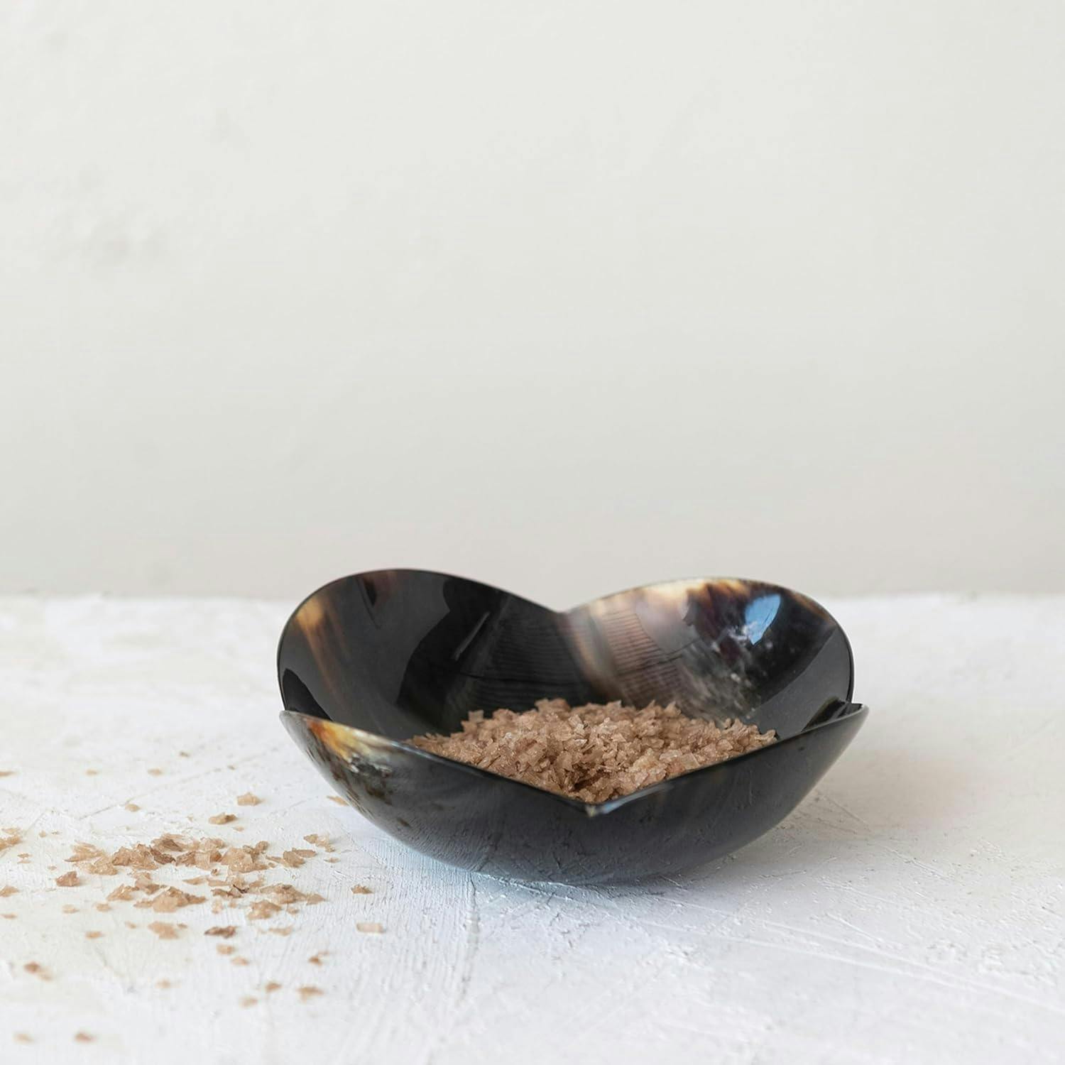Elegant Artisanal Horn-Shaped Black Decorative Bowl
