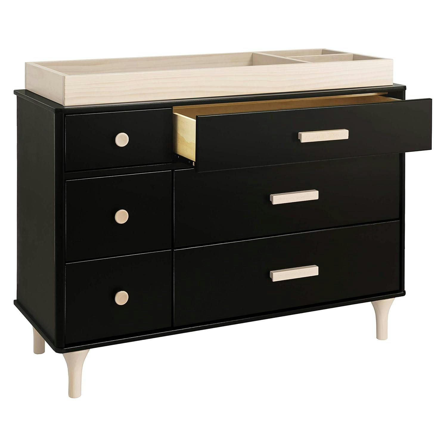 Lolly 6-Drawer Assembled Double Dresser in Black and Washed Natural