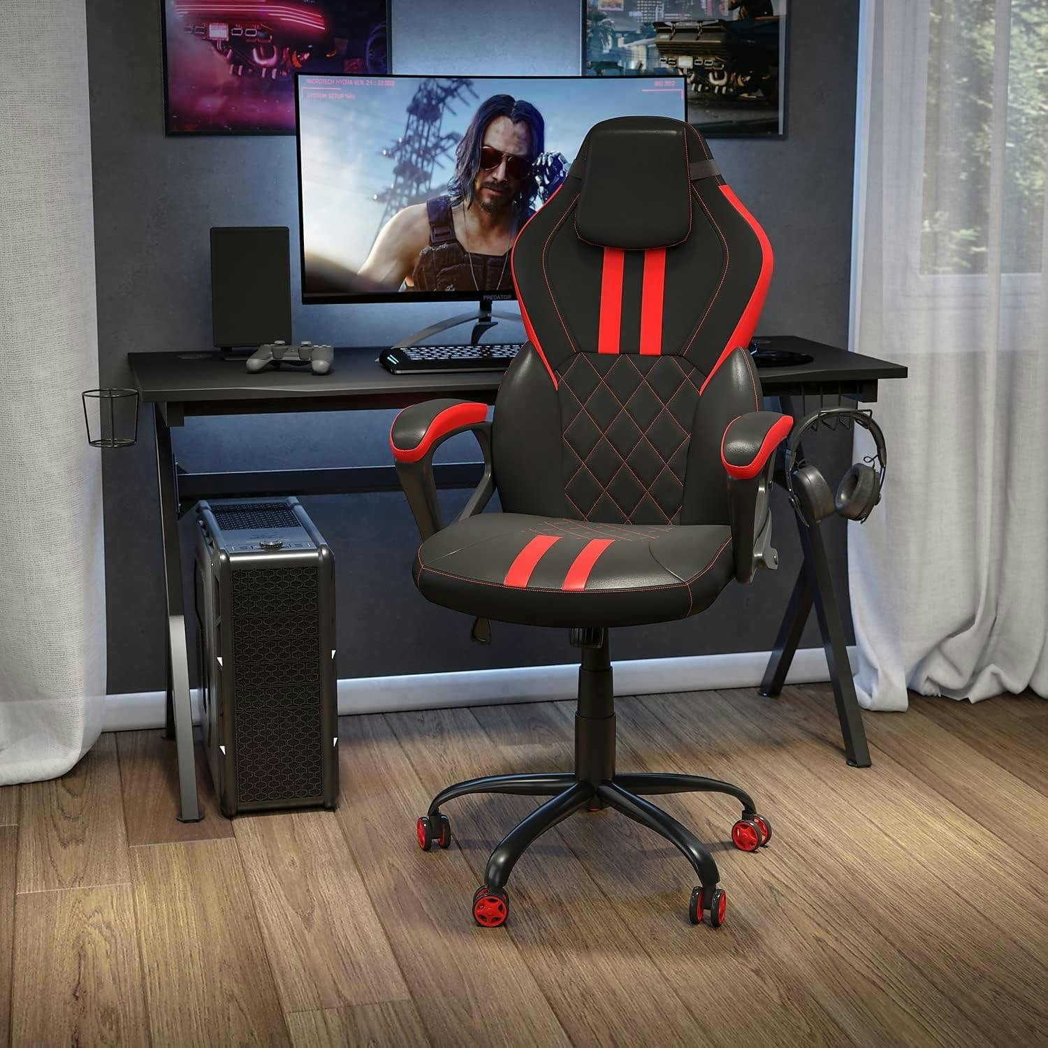 ErgoRacer 25" Adjustable Black and Red Gaming Office Chair