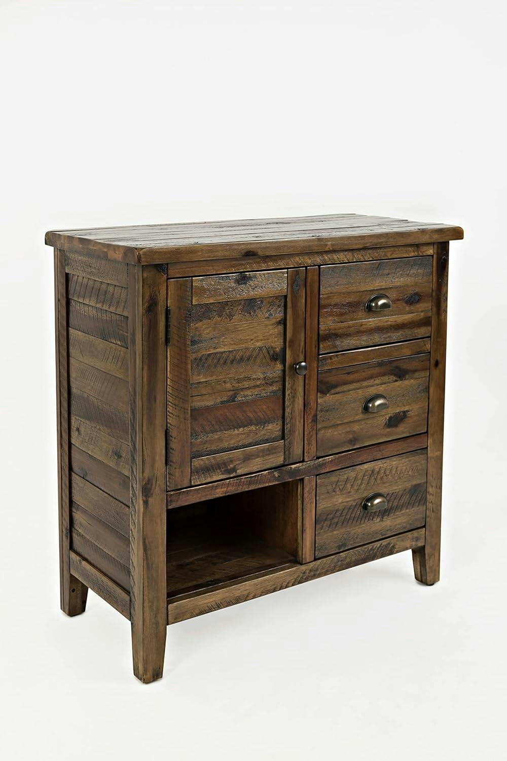 Rustic Dakota Oak 3-Drawer Accent Chest with Metal Cup Pulls