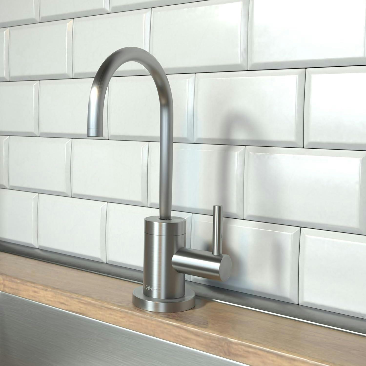 Modern Steel Optik Deck Mounted Kitchen Faucet with 360° Swivel