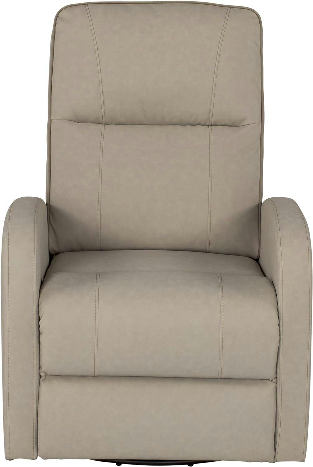 Beige Leather Swivel Pushback Recliner Armchair