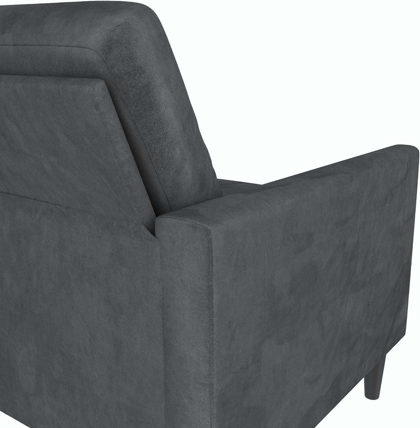 Winston Dark Gray Velvet Reversible Sectional Sofa with Ottoman