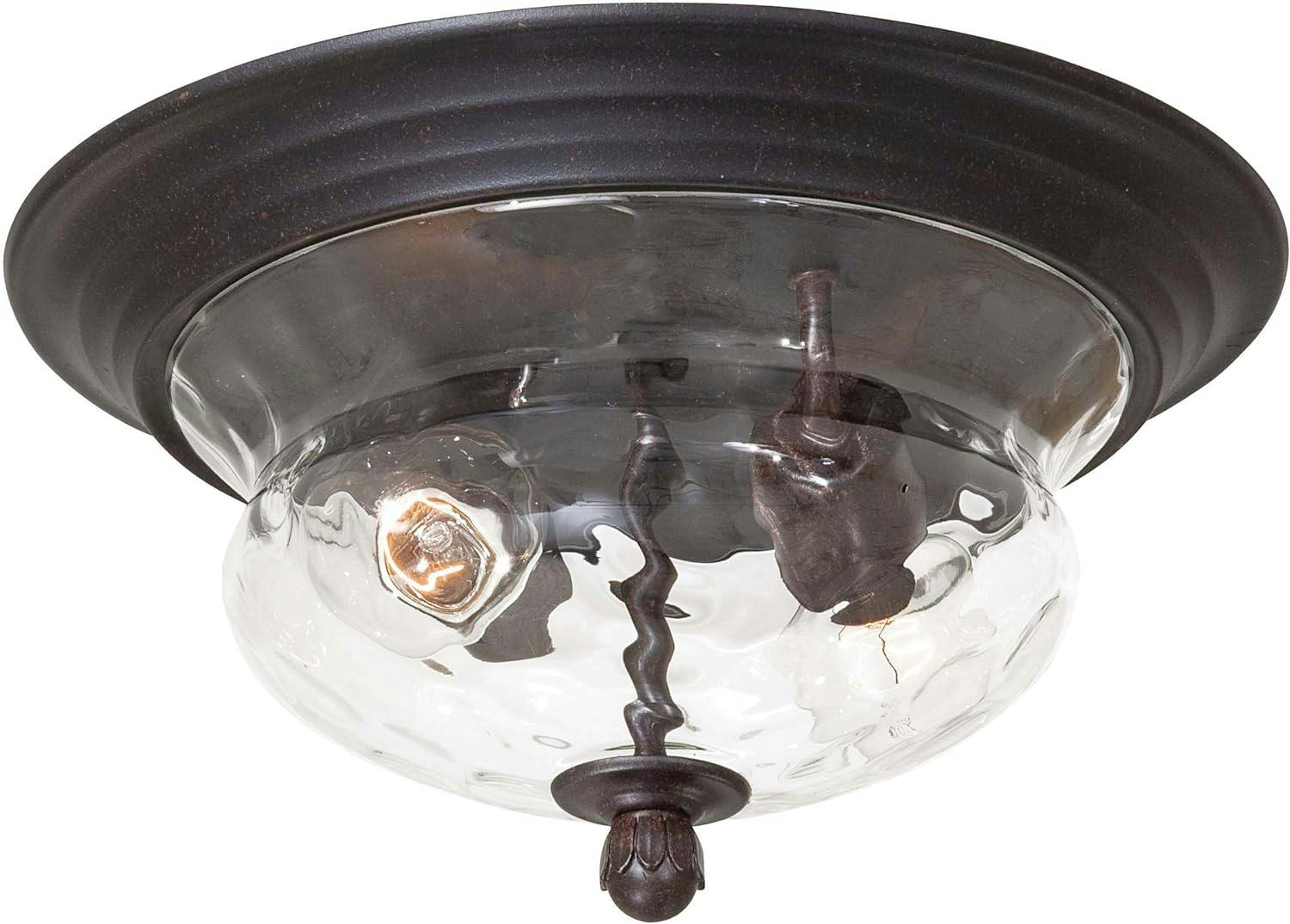 Corona Bronze Merrimack Outdoor Flush Mount with Clear Hammered Glass