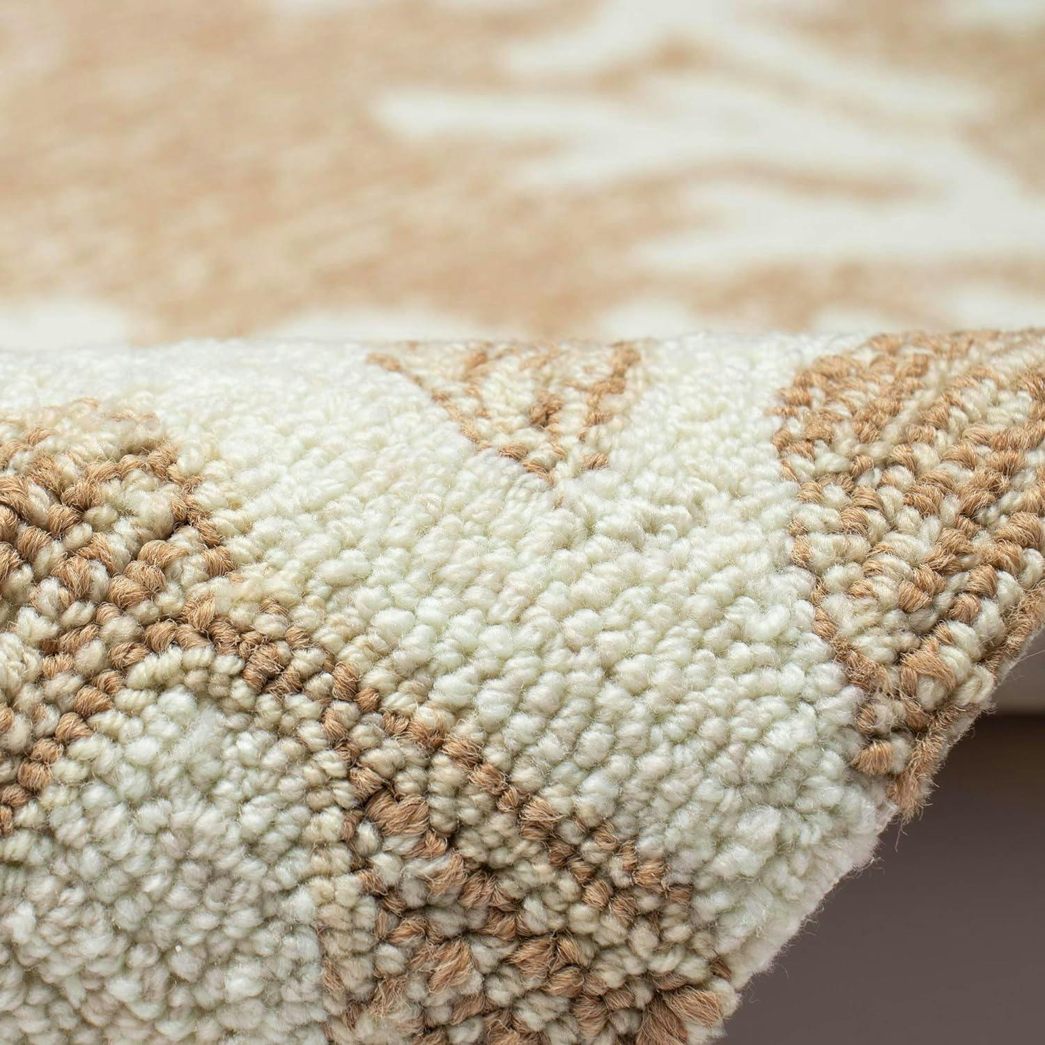 Coral Reef Motif Hand-Tufted Wool Blend Indoor/Outdoor Rug 24"x36"