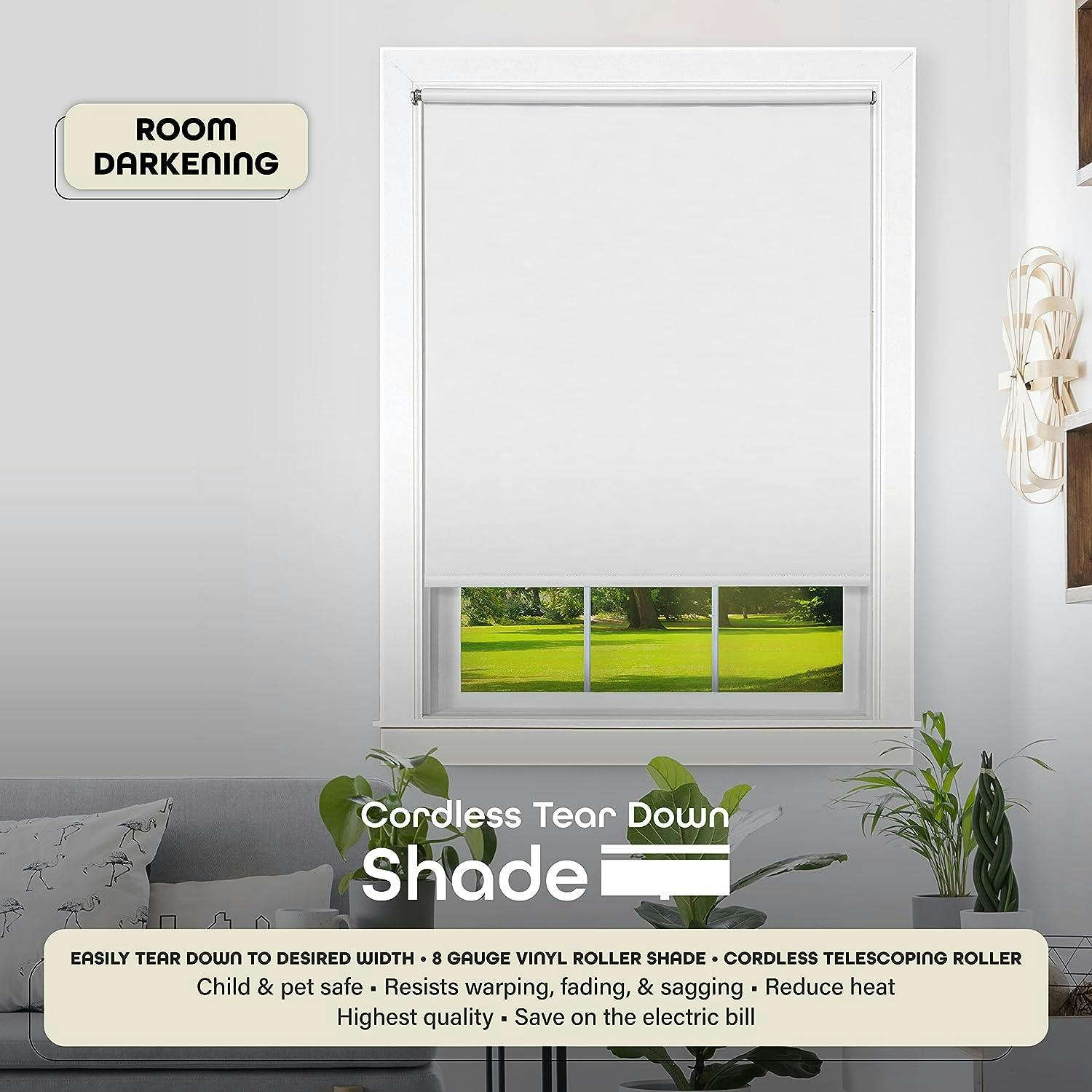 SolarGuard White Cordless Solar-Powered Vinyl Indoor Shade 37x72