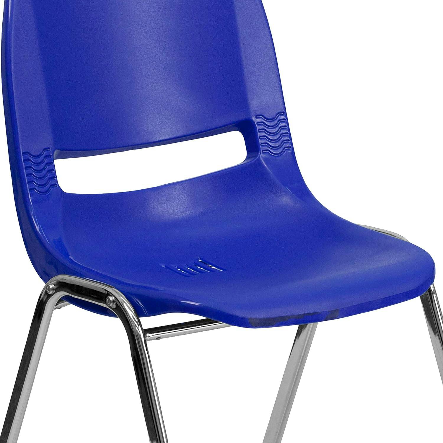 ErgoComfort 880 lb Navy & Chrome Metal Stackable Chair