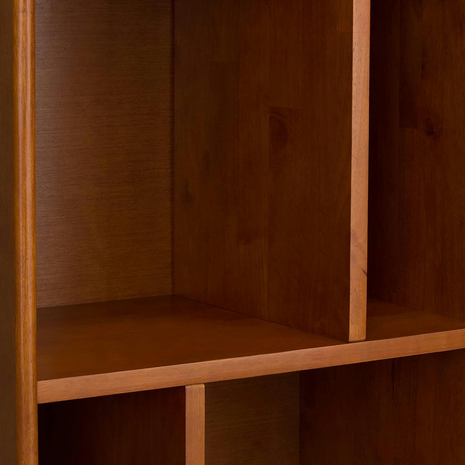 Draper Mid Century Solid Teak Brown Bookcase with Storage
