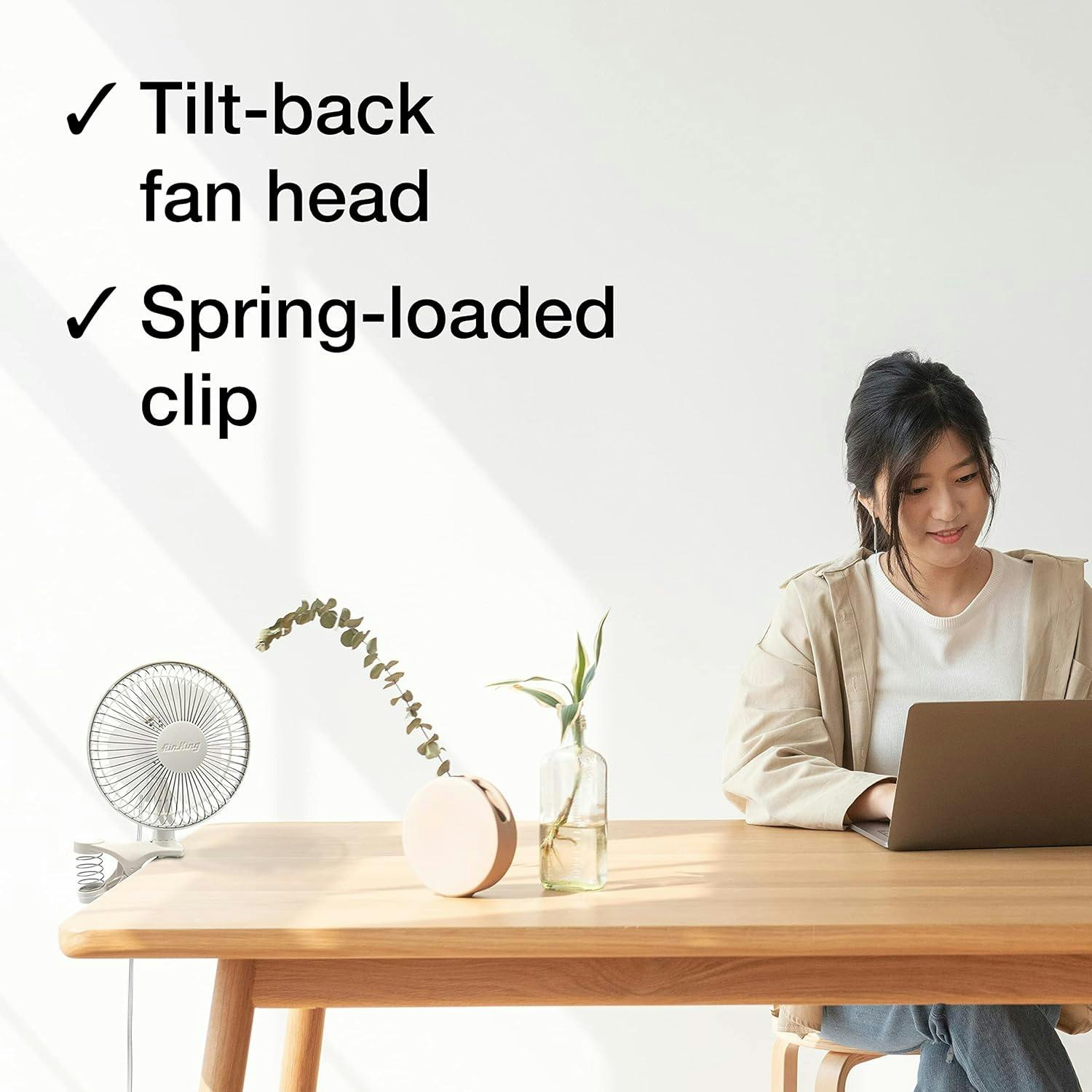 Air King 6" White Oscillating 2-Speed Desk Clip-On Fan