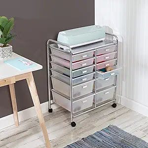Honey Can Do 12-Drawer Chrome Rolling Craft Storage Cart