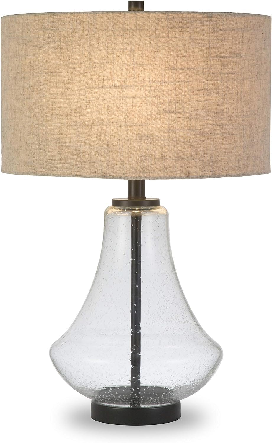 Lagos Seeded Glass 23" Tall Table Lamp with Antique Bronze Finish and Flax Shade