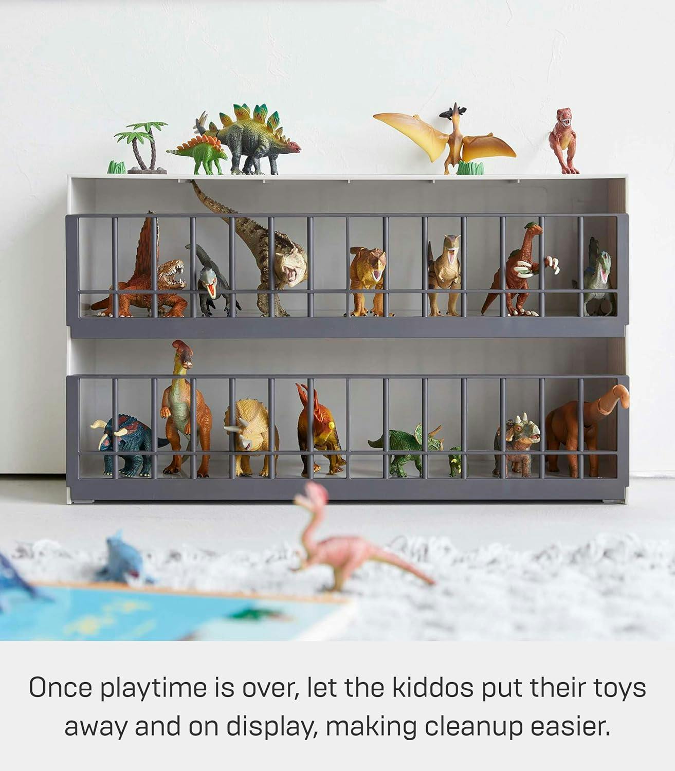 Sleek Gray ABS Plastic Stackable Toy Display Case for Kids