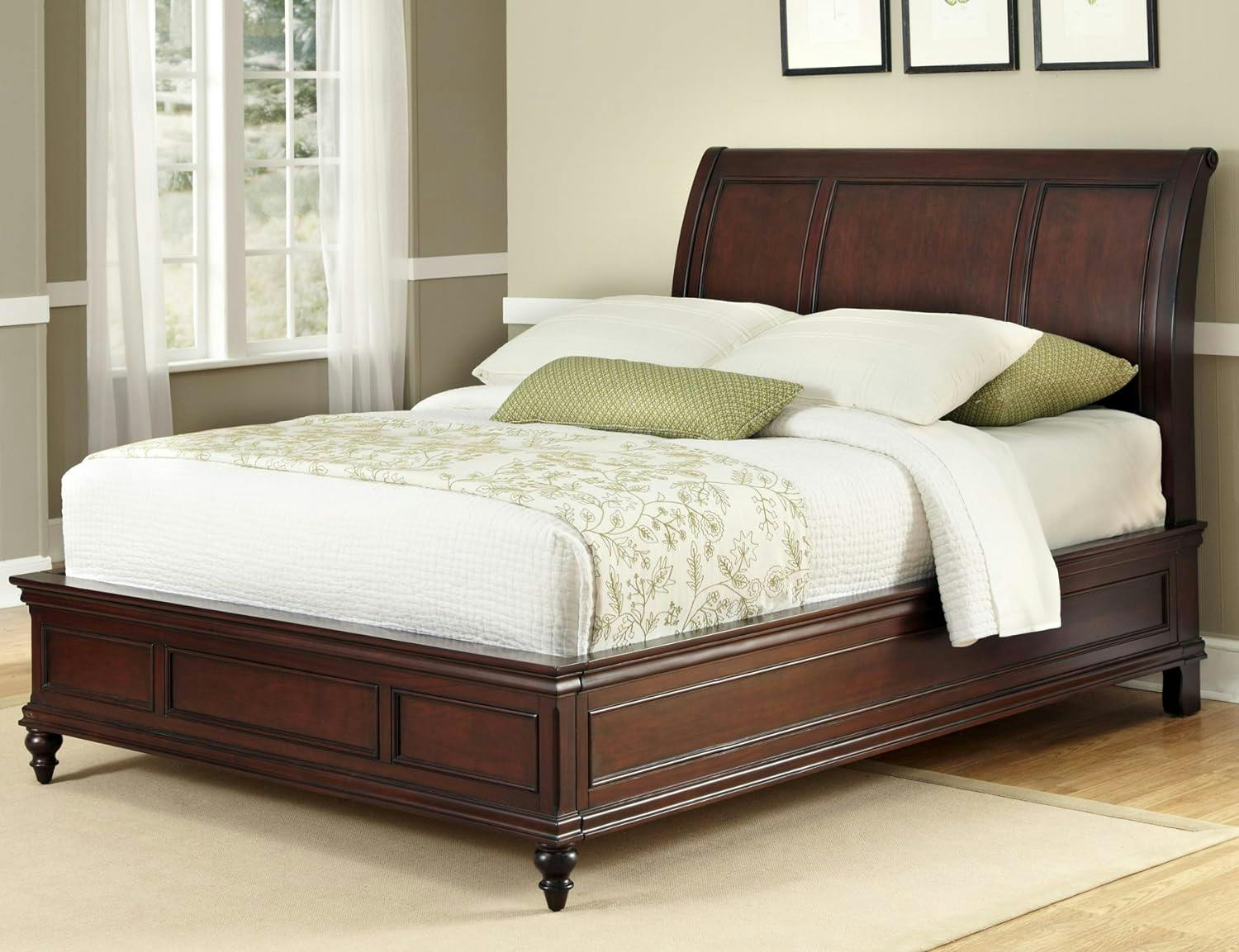 Lafayette Elegance King Sleigh Bed with Storage Drawers in Cherry Mahogany