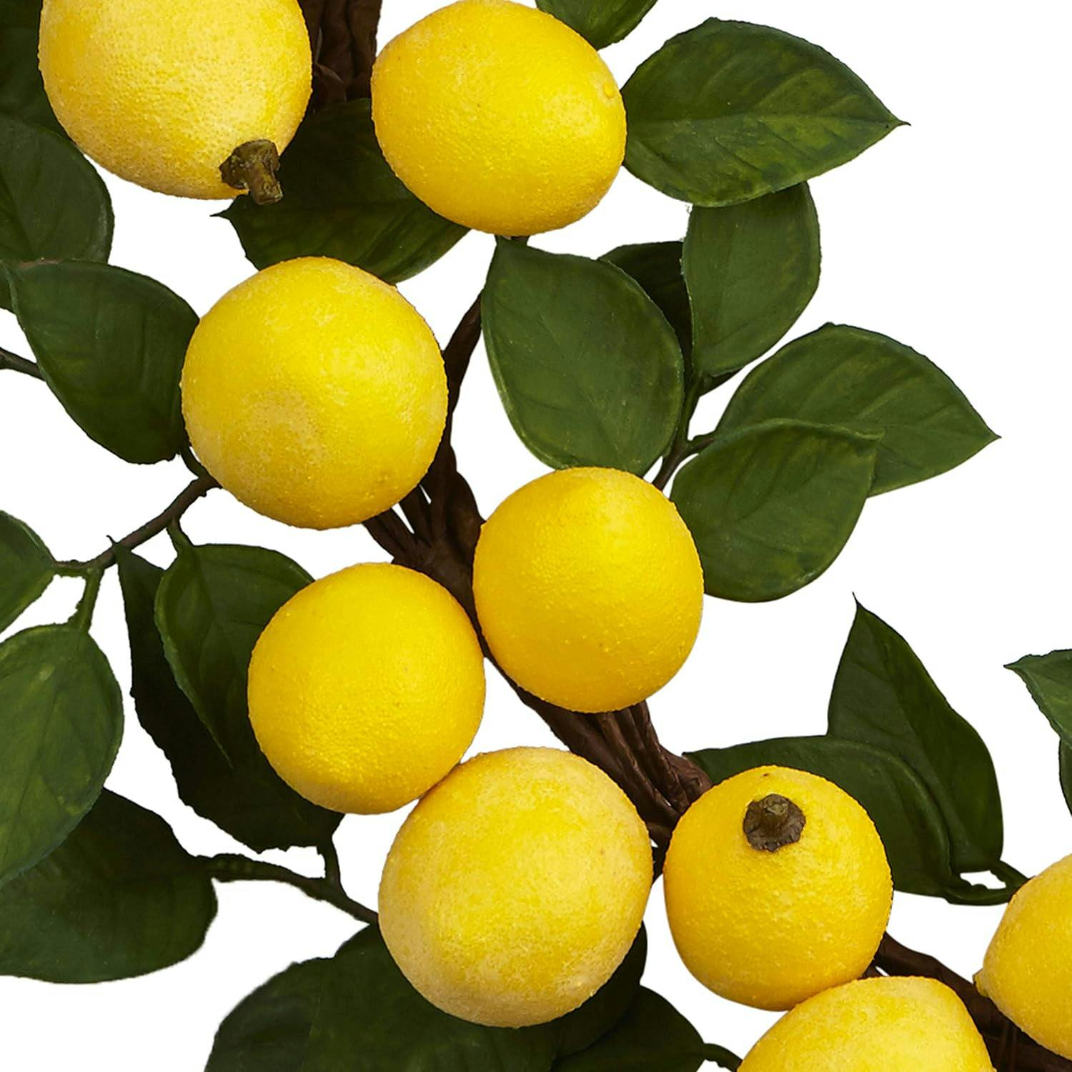 Sunlit Citrus 18" Burlap Trimmed Lemon Wreath for Outdoor Decor