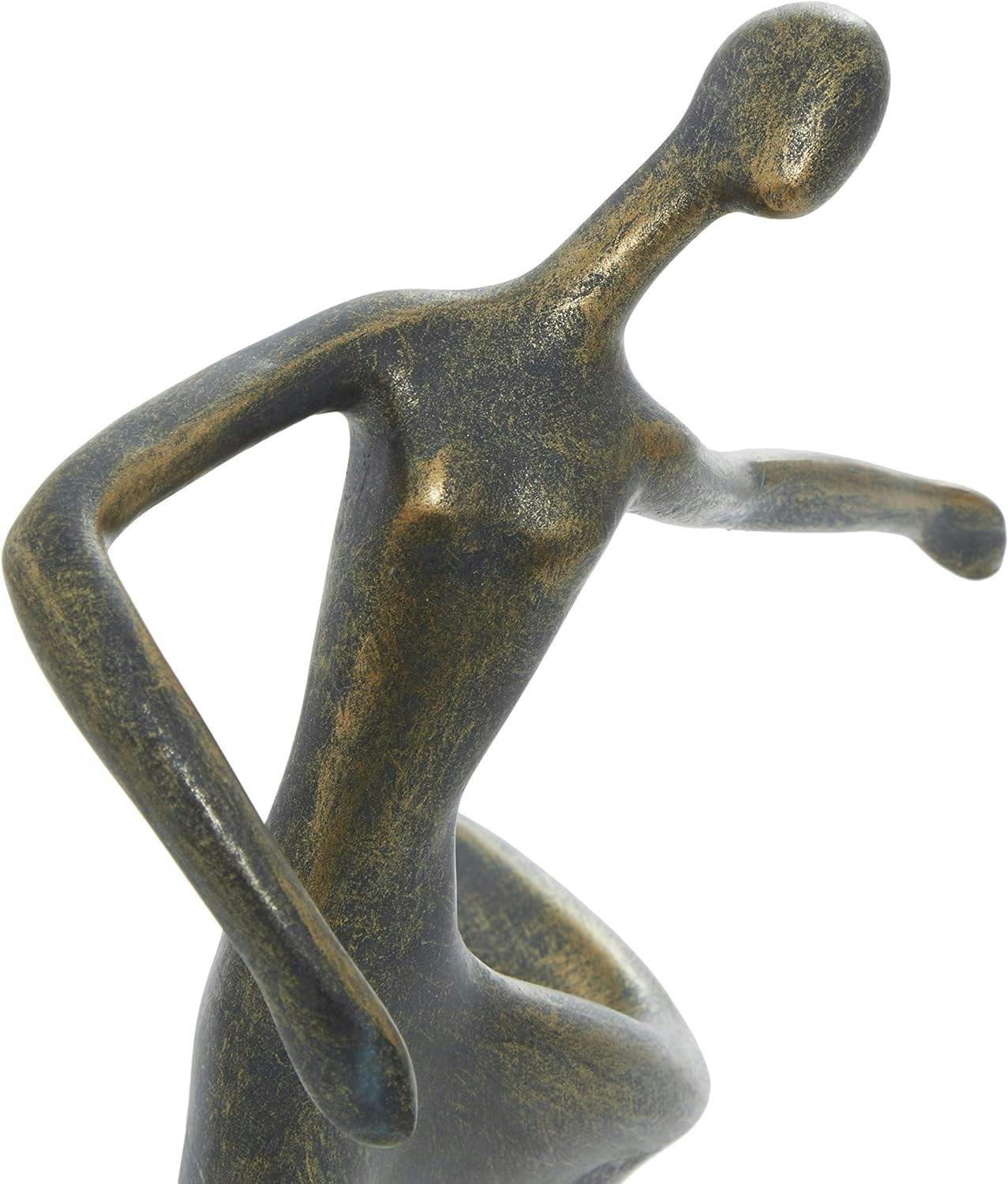 Elegant Weathered Brass Dancer Statue, 8"W x 12"H