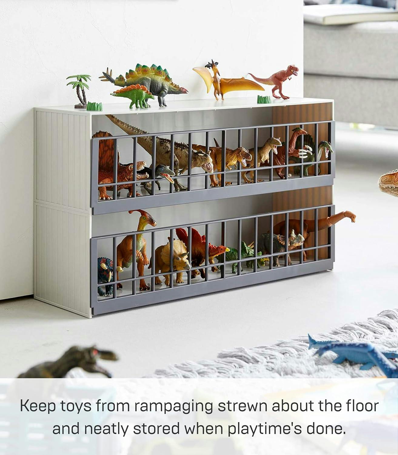 Sleek Gray ABS Plastic Stackable Toy Display Case for Kids