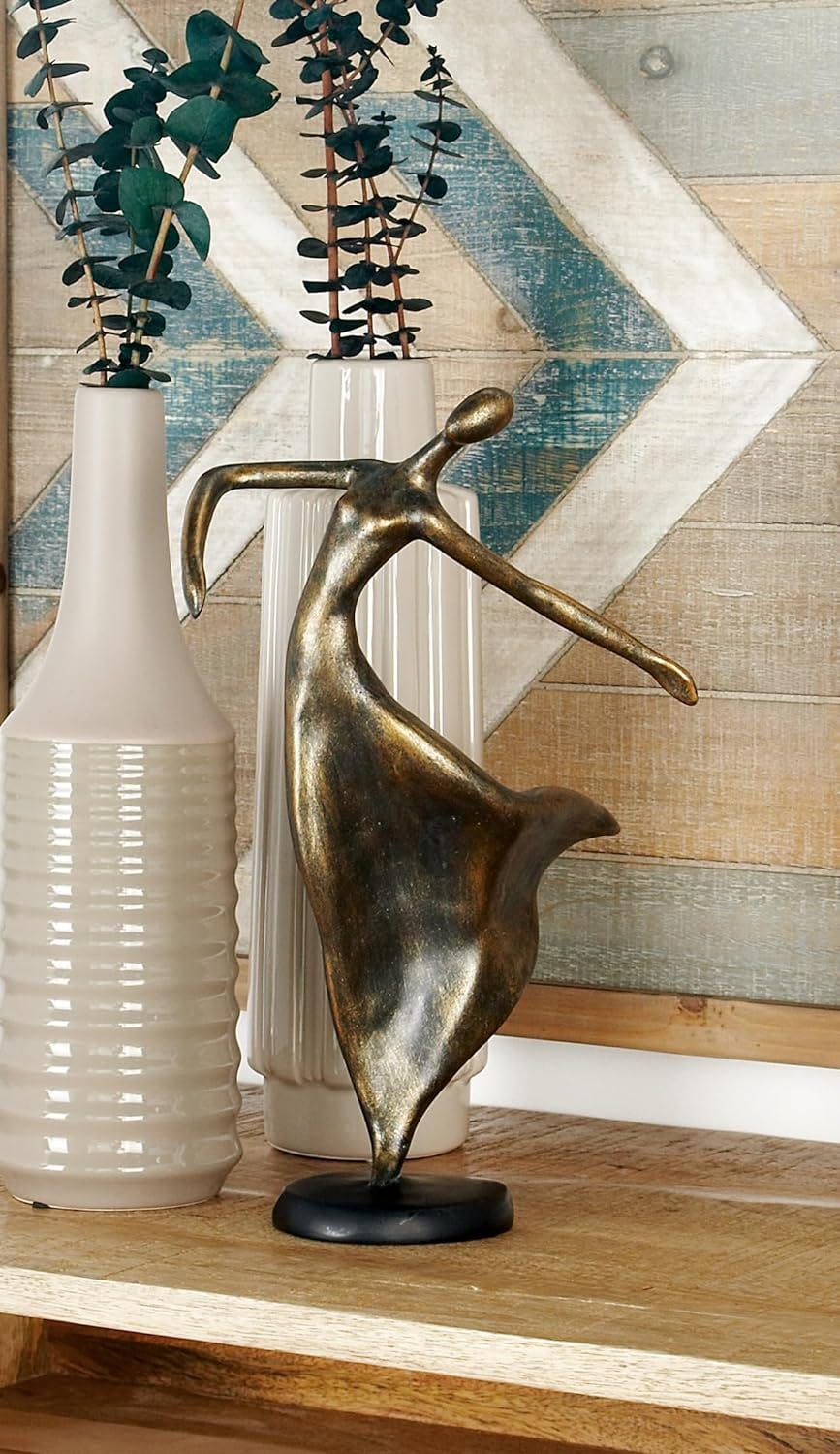 Elegant Weathered Brass Dancer Statue, 8"W x 12"H