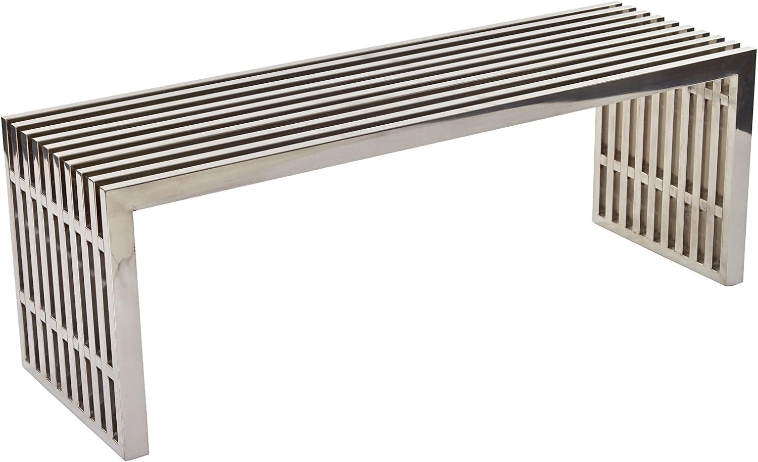 Contemporary 47" Silver Stainless Steel Linear Bench
